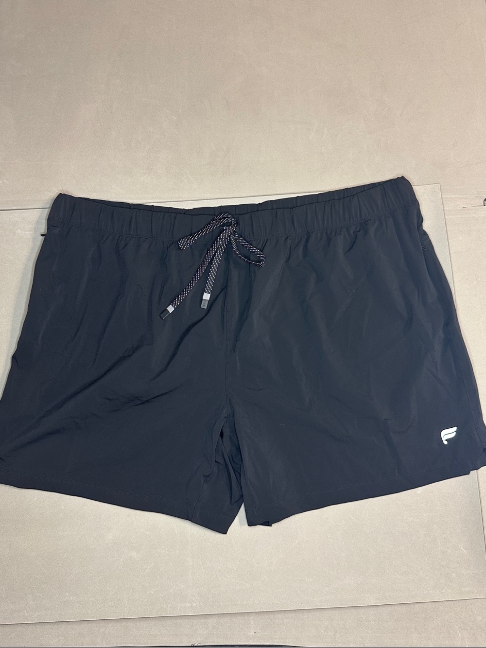 Fabletics Men's Black Athletic Shorts with Drawstring - 4XL